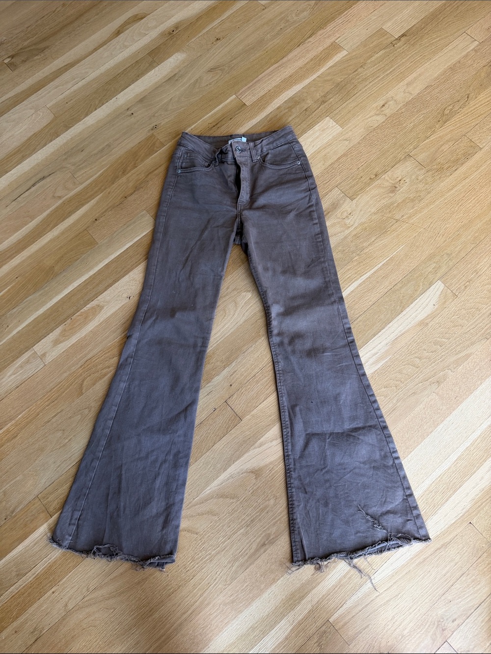 Garage Brown Wide-Leg Flare Jeans